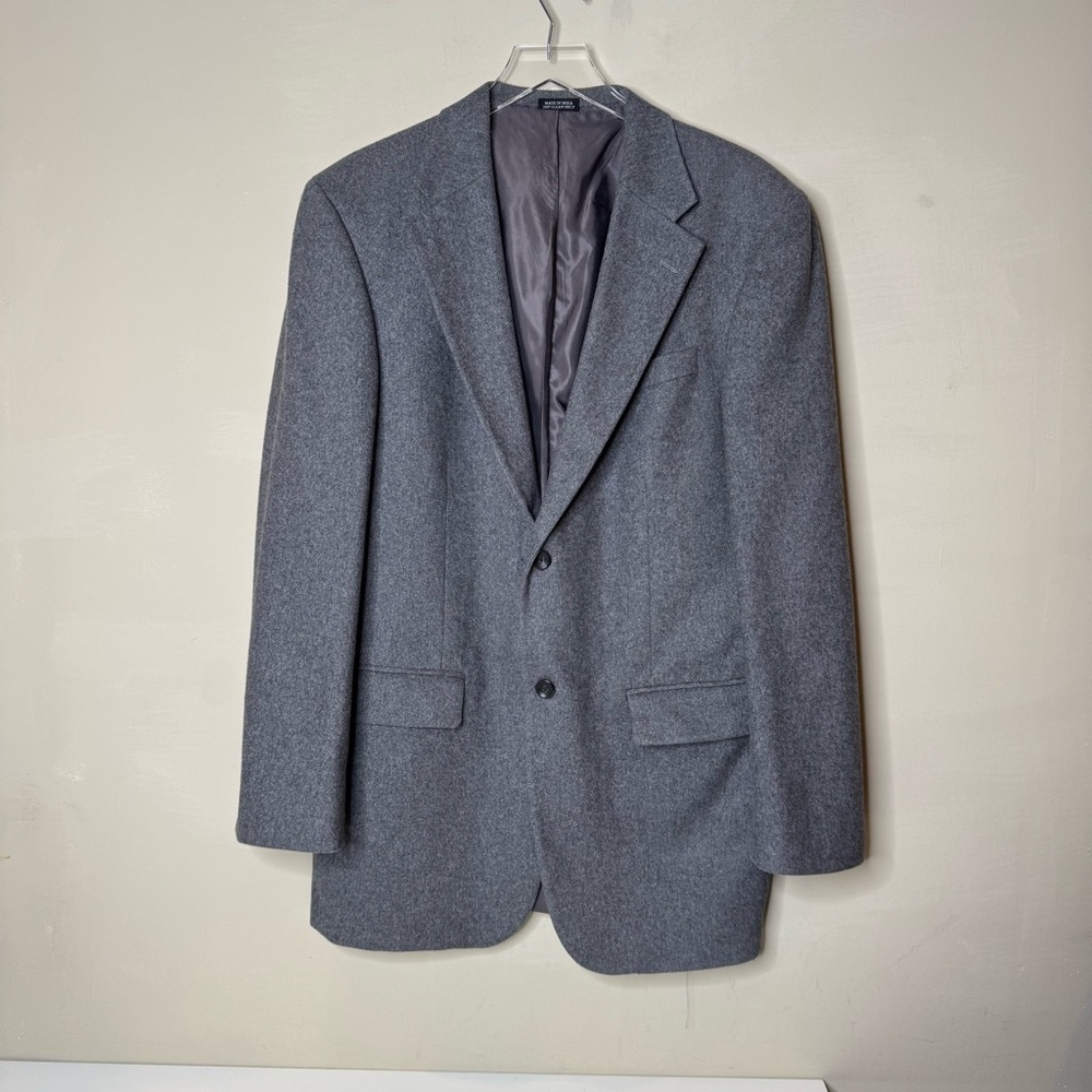 Oscar De La Renta Mens Gray Wool Cashmere Blend Blazer size 40L